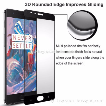 HUYSHE Manufacturer China Wholesale 0.3mm 9h 3d full covered Tempered Glass Screen Protector for oneplus 3 Made In China